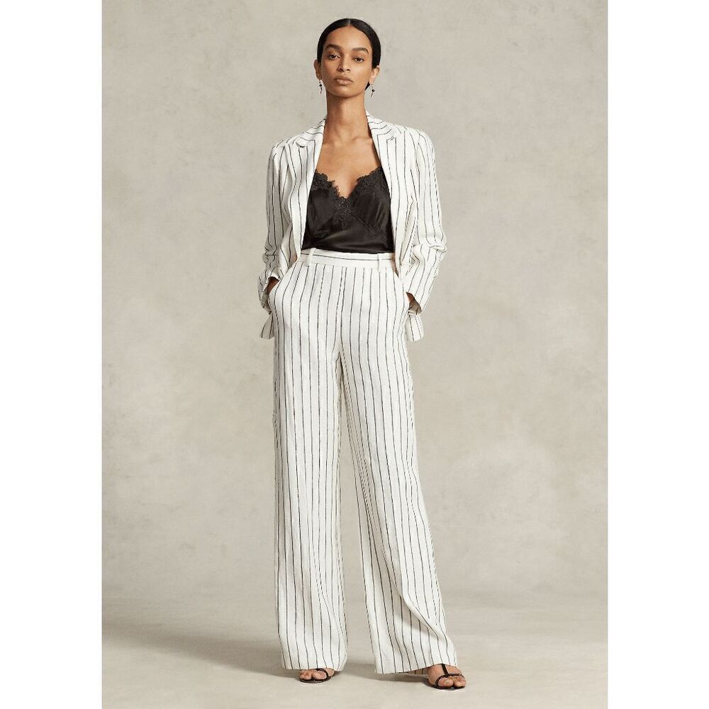 Polo Ralph Lauren Striped Linen Jacquard Straight Pant